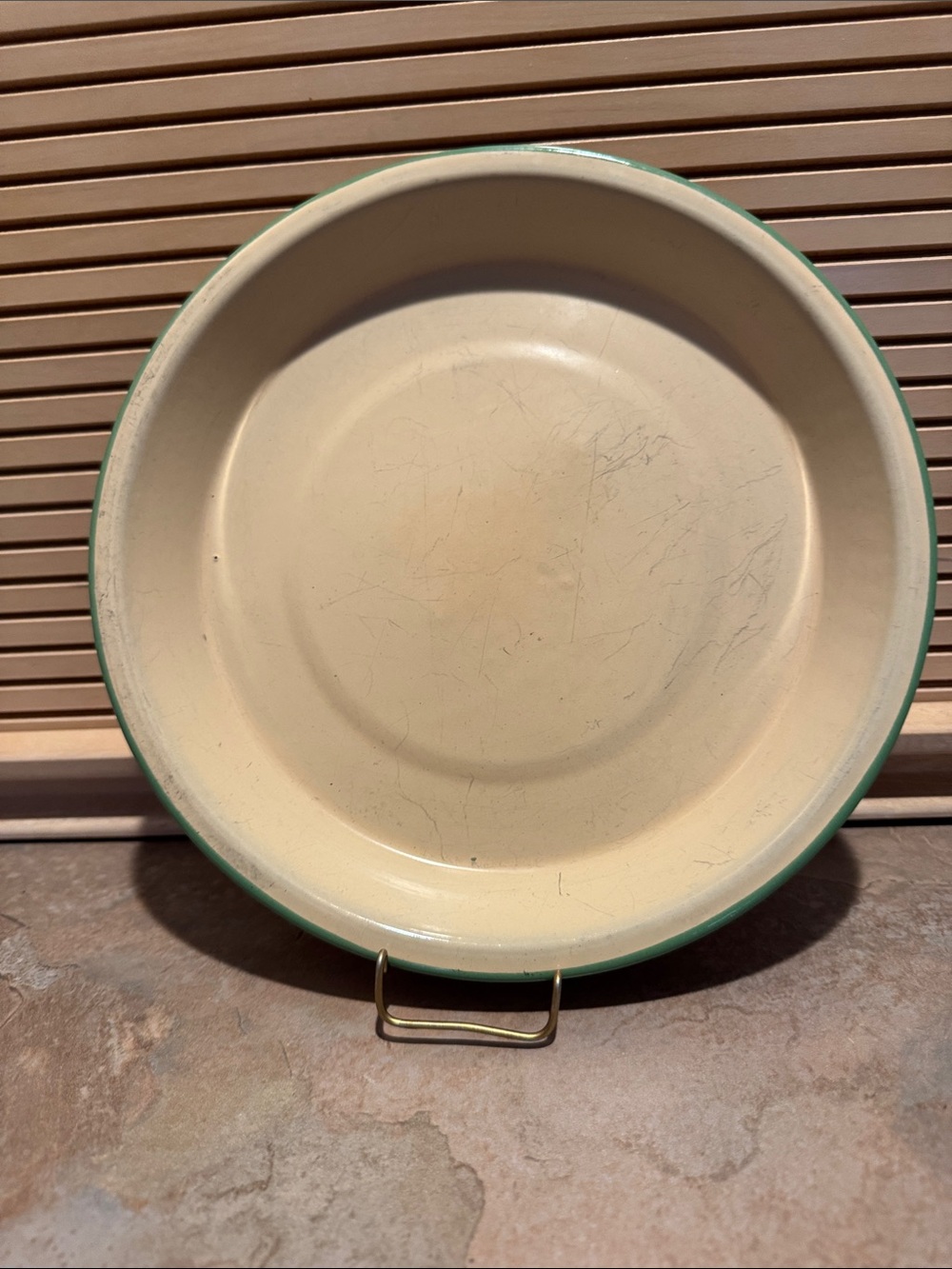 Vintage Mint Green Enamelware Serving Bowl - Home Kitchen